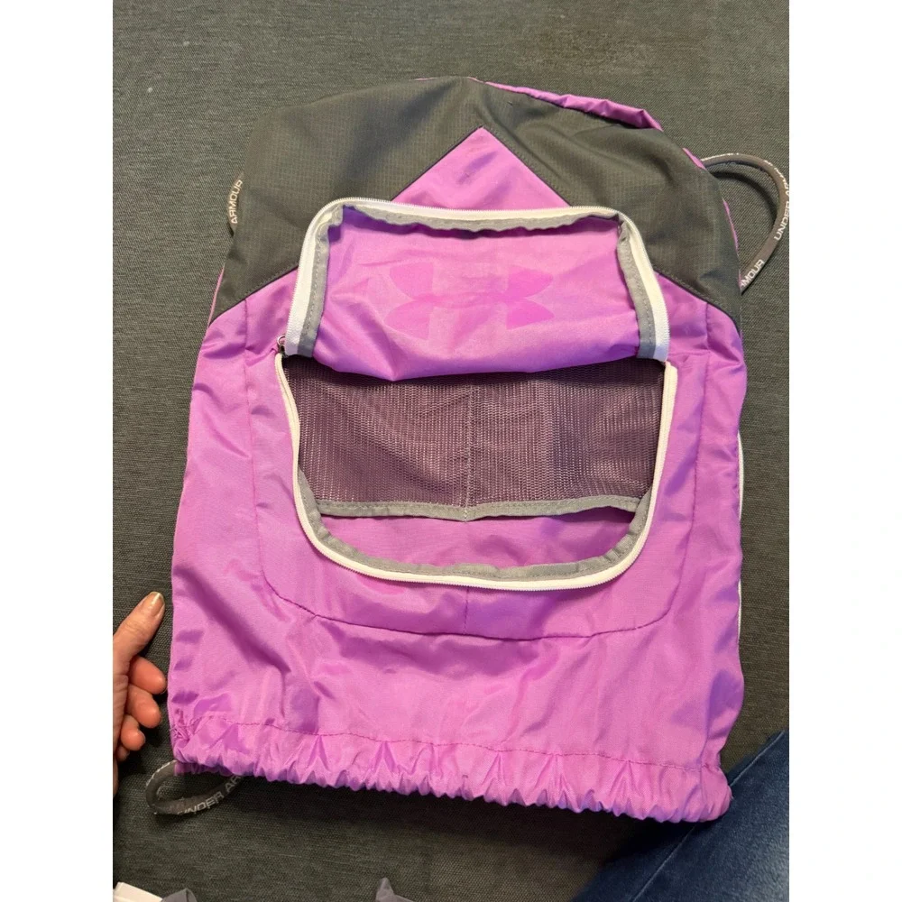 Under‎ Armour Drawstring Sackpack Purple Gray Cinch Bag Gym Sport Backpack